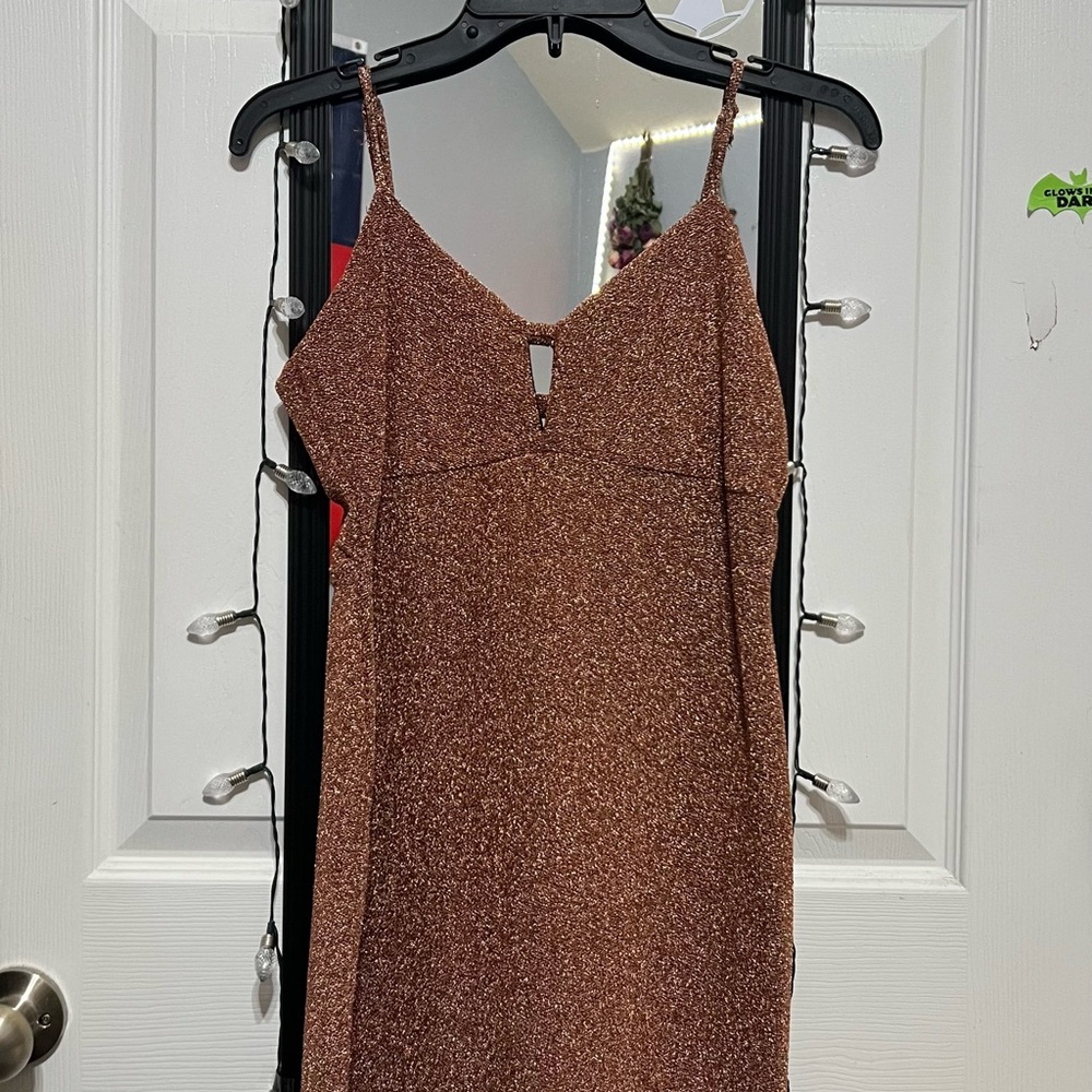 Wild Fable Strapless Brown Glitter Dress